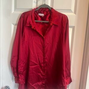 Calvin Klein Vibrant Red Satin Shirt